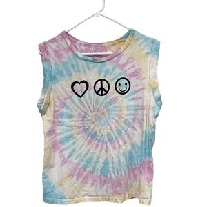 Womens M Medium Tie-dyed Tee Shirt Rebellious One Sleeveless Scoop Neck Colorful